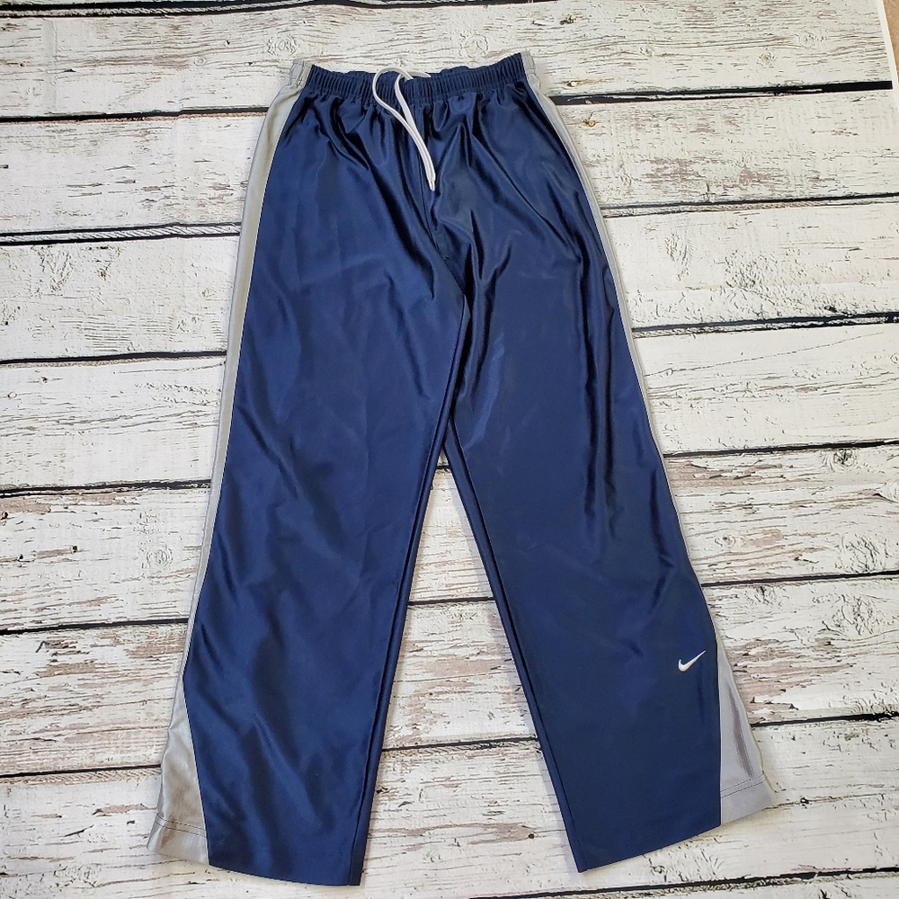 Nike Grey Label Track Pants Men's Size Large Navy Blue with Silver/Grey Side EUC